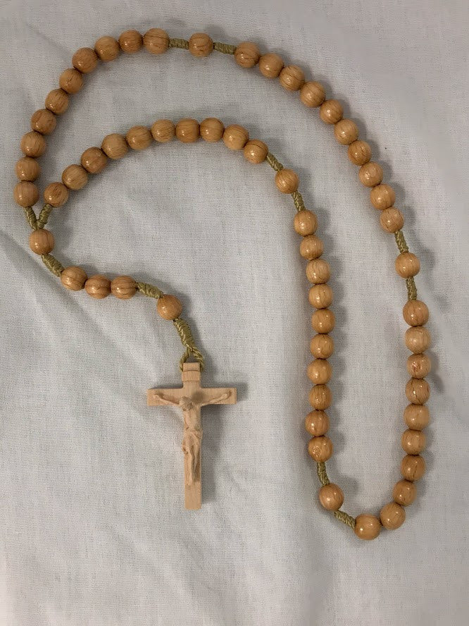 Light Brown Wood Bead Rosary | 8mm Beads