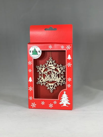 Nativity in Snowflake Ornament | Laser Cut Wood