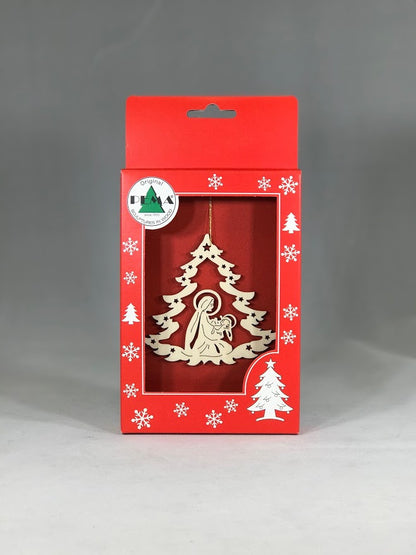 Mary & Child in Tree Ornament | Laser Cut Wood