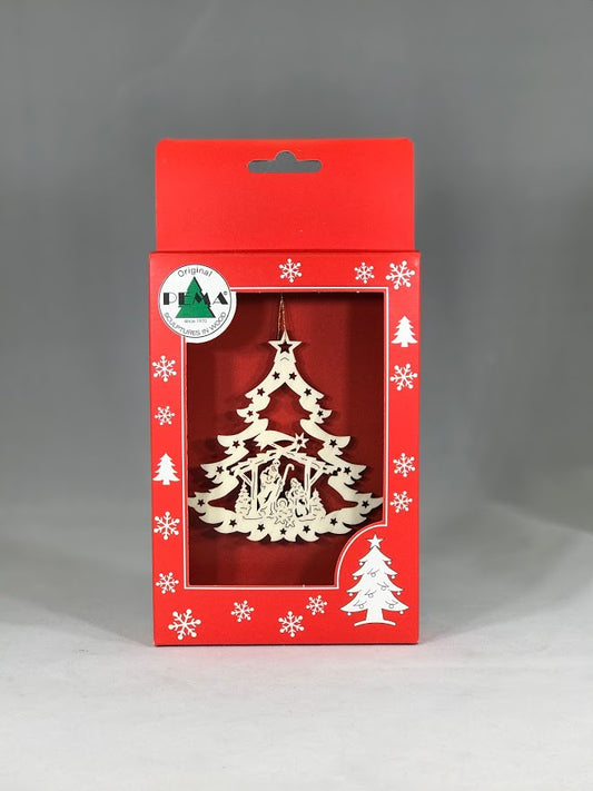 Nativity Christmas Tree with Stars Ornament | Laser Cut Wood