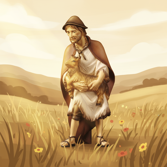 Afternoon Meadow - Shepherd with Baby Goat