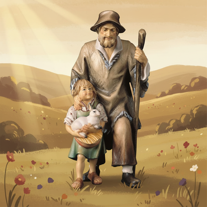 Afternoon Meadow - Shepherd with Girl