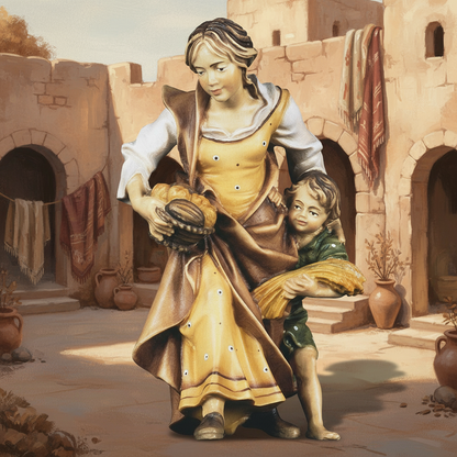 Ancient Village Courtyard - Landlady with Child