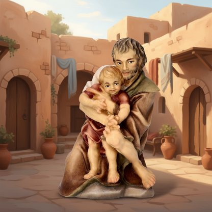 Ancient Village Courtyard - Villager with Child