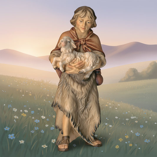 Dawn Meadow - Boy Shepherd with Sheep