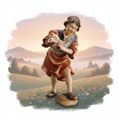 Dawn Meadow - Child with Hens