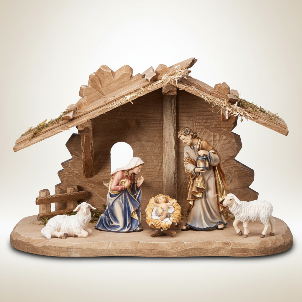 Enhanced 7-Piece Kostner Tyrol Stable with Lambs