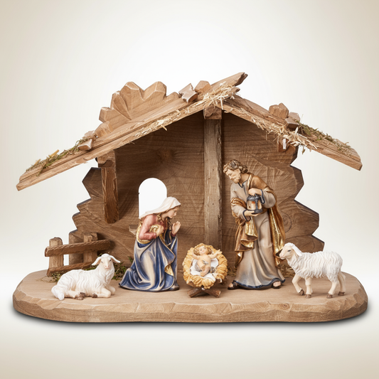 Enhanced 7-Piece Kostner Tyrol Stable with Lambs