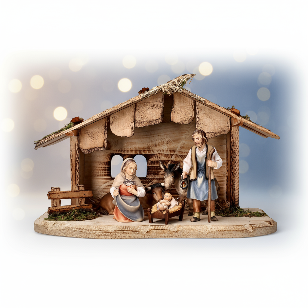 Enhanced 7-Piece Nativity Set with Oxen & Donkey