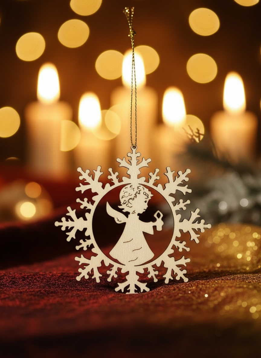 Enhanced Angel Ornament with Stylized Background