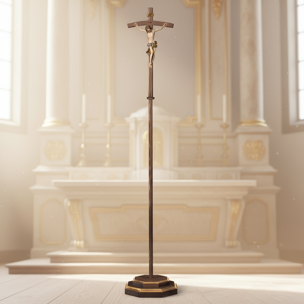 Enhanced Baroque Bent Processional Crucifix