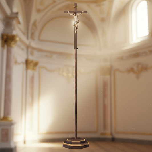 Enhanced Baroque Plain Processional Crucifix