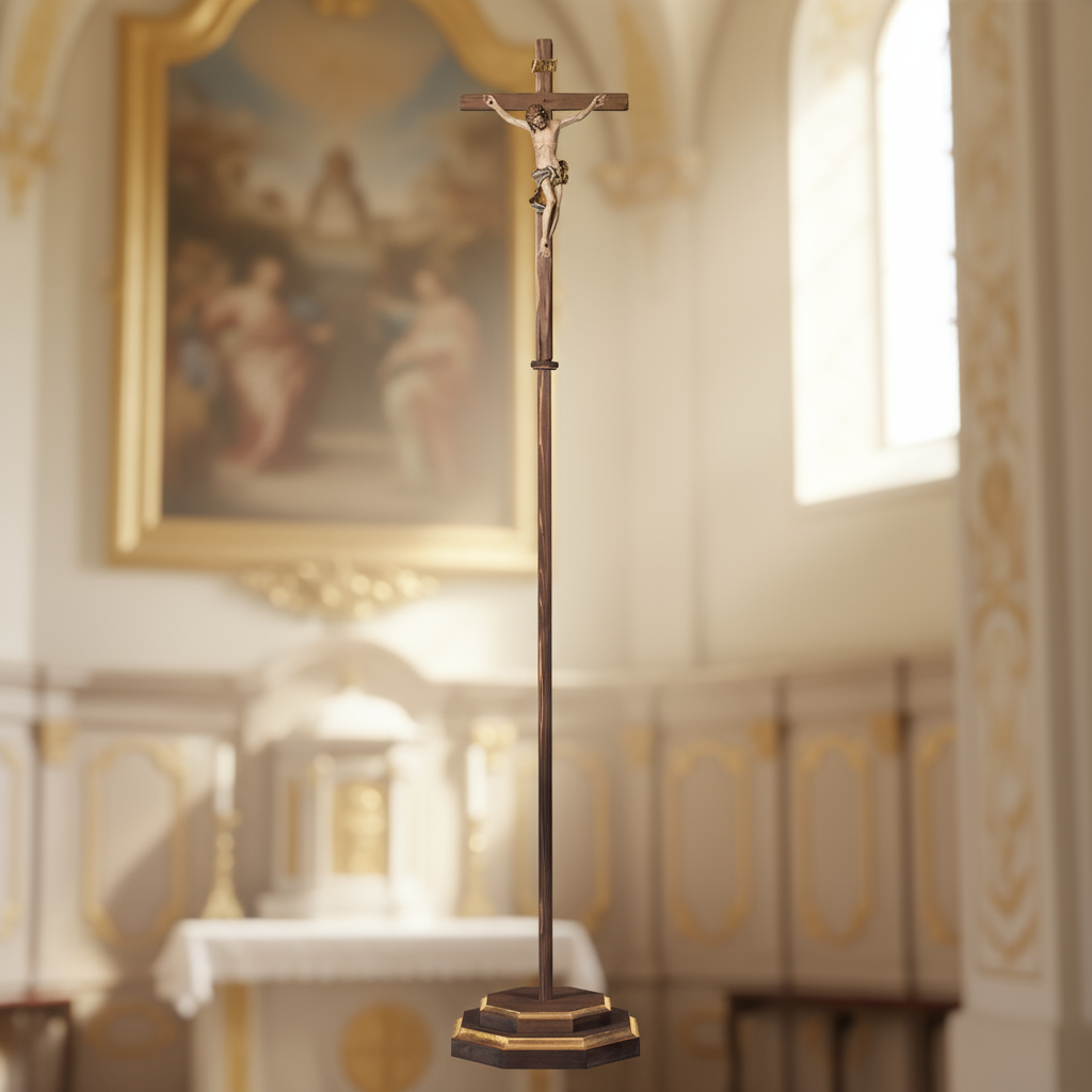 Enhanced Baroque Straight Processional Crucifix