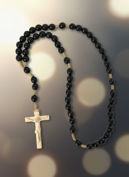 Enhanced Black Wood Bead Rosary