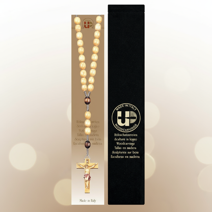 Enhanced Brown Rosary with Case - Matching Original