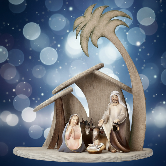 Enhanced Comet Family Nativity with Twilight Background