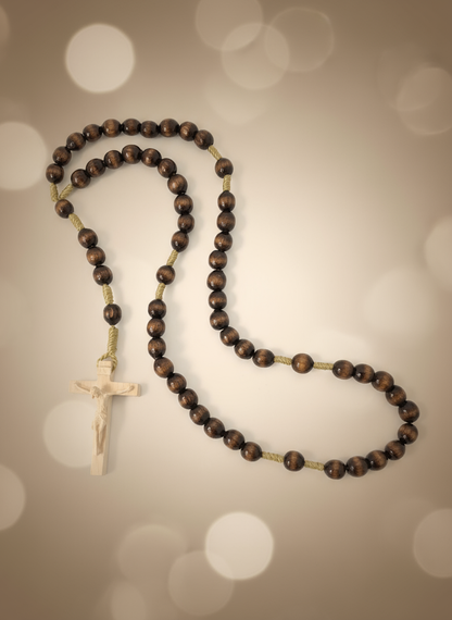 Enhanced Dark Brown Wood Bead Rosary