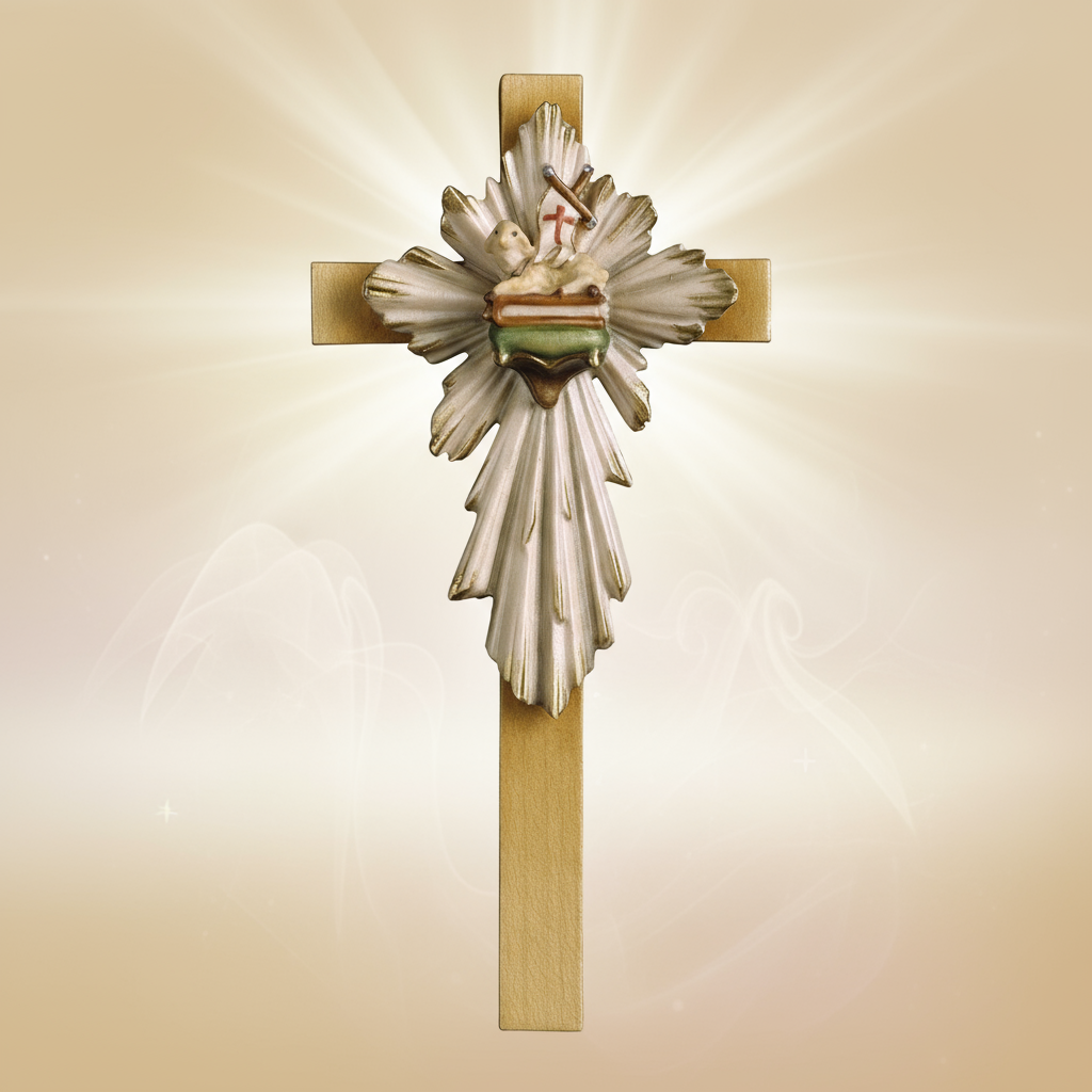 Enhanced Easter Paschal Lamb Cross with Stylized Background