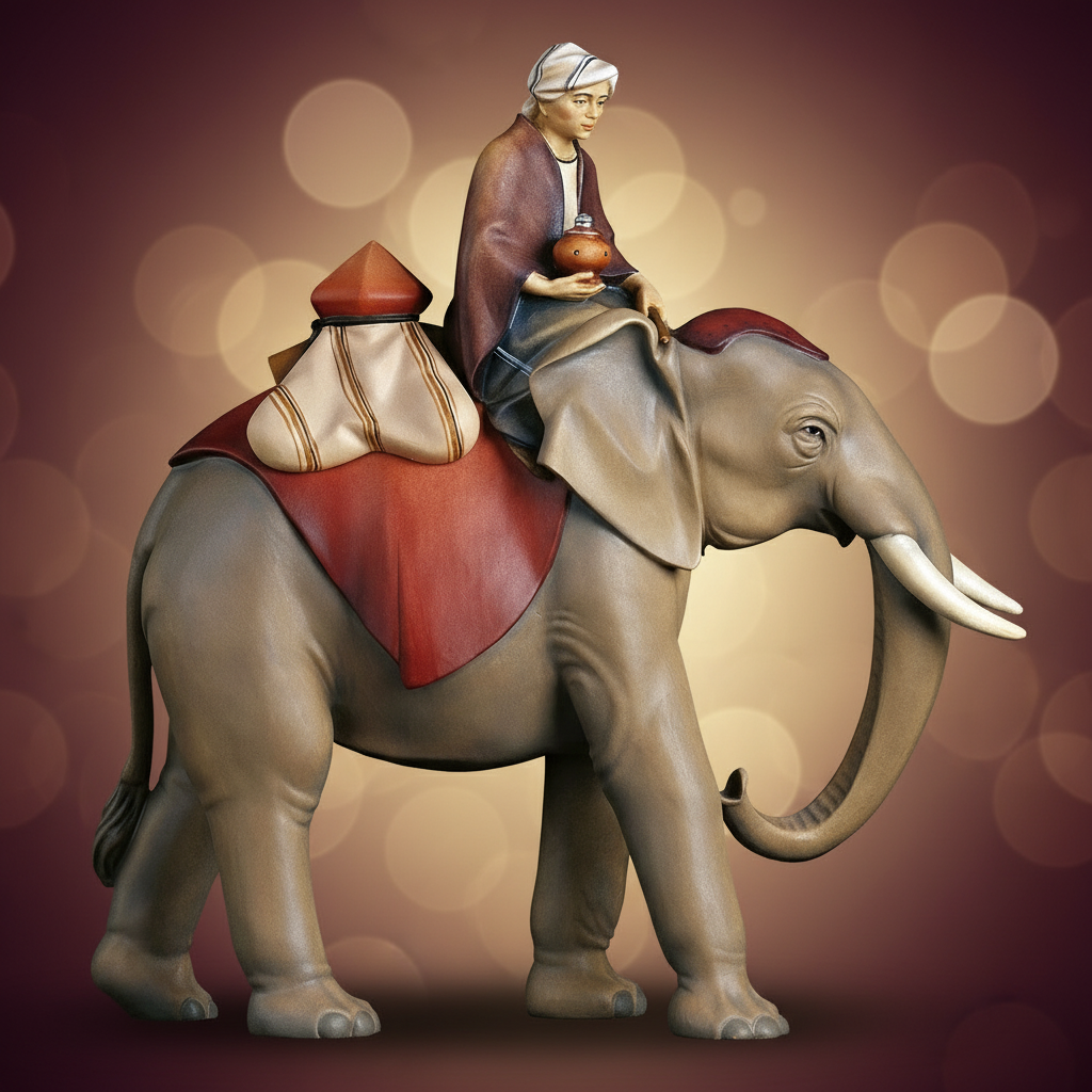 Enhanced Elephant with Saddle and Stylized Background