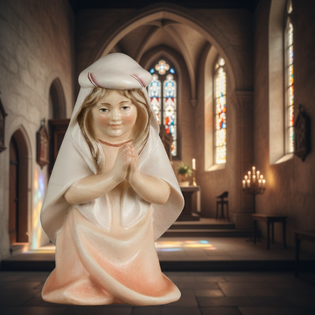 Enhanced Girl Praying - Church Interior