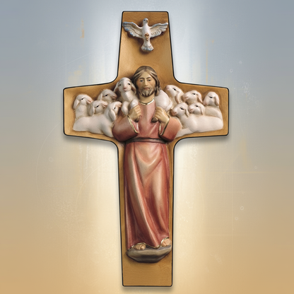 Enhanced Good Shepherd Cross with Stylized Background