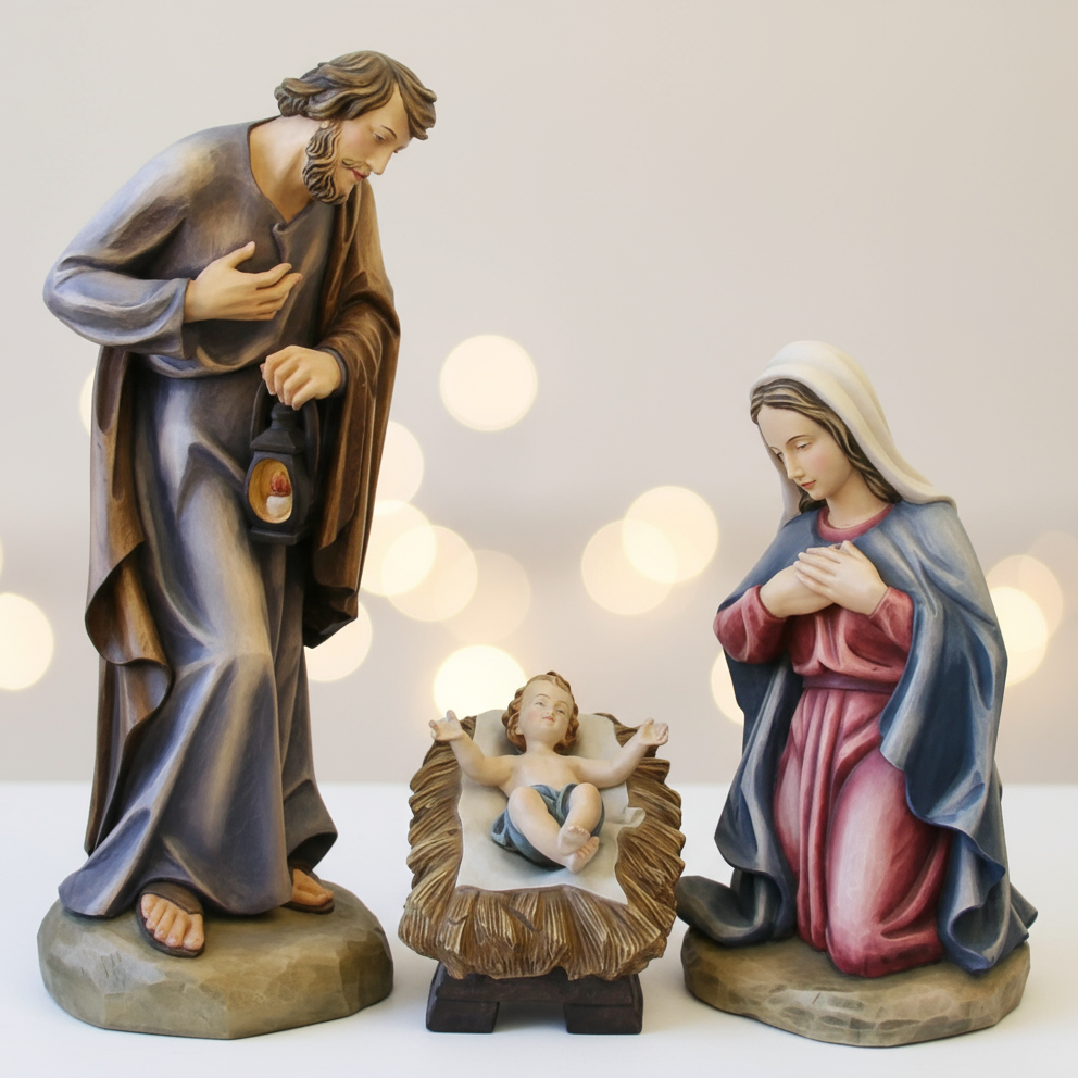 Enhanced Holy Family Nativity Fiberglass