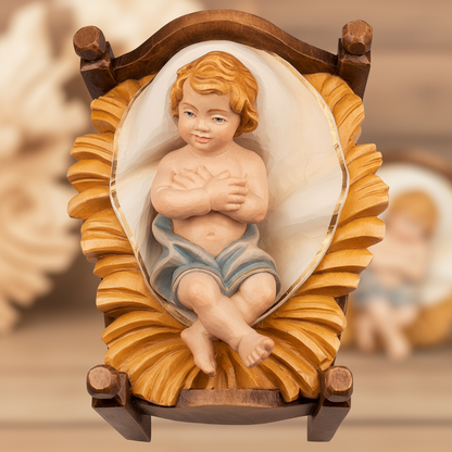 Enhanced Infant Jesus & Manger with Stylized Background