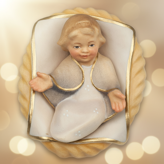 Enhanced Infant Jesus & Manger with Stylized Background