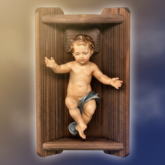 Enhanced Infant Jesus & Wood Manger