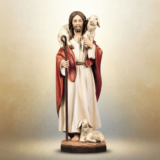 Enhanced Jesus the Good Shepherd Statue