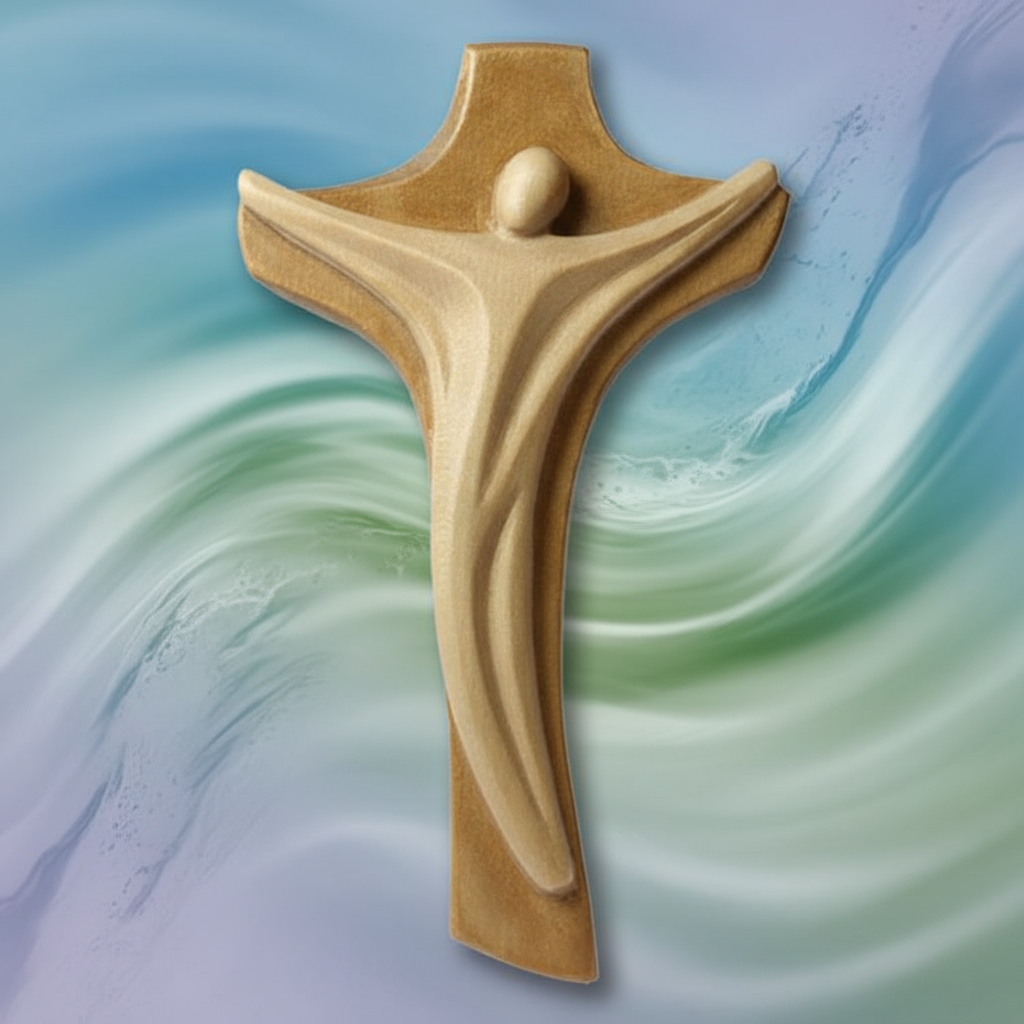 Enhanced Linea Crucifix with Unique Colored Background