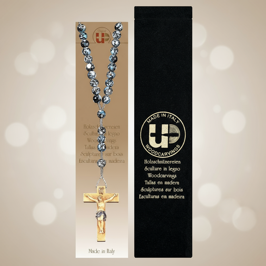 Enhanced Marbled Black Rosary - Matching Original