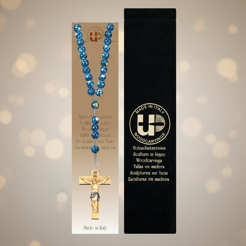 Enhanced Marbled Blue Rosary - Matching Original