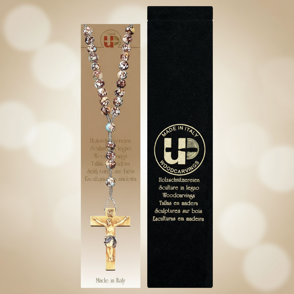 Enhanced Marbled Brown Rosary - Matching Original