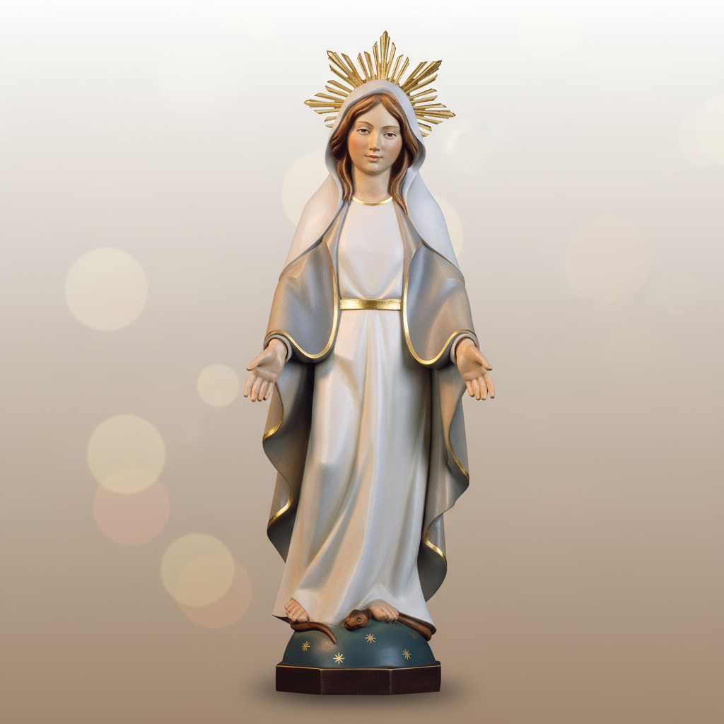 Enhanced Modern Our Lady of Grace Statue with Halo