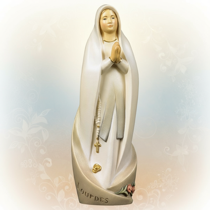 Enhanced Modern Our Lady of Lourdes Statue with stylized background