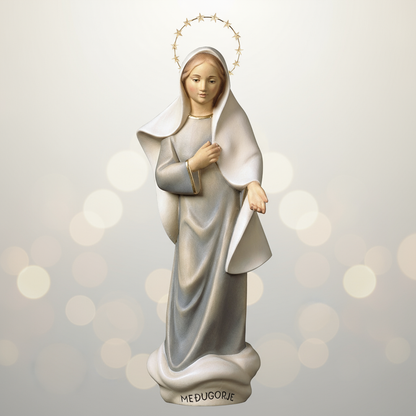 Enhanced Modern Our Lady of Medjugorje with Brass Halo