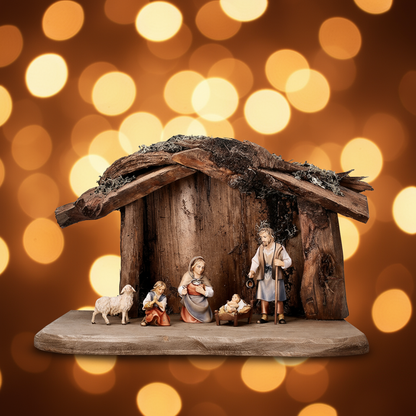 Enhanced Nativity Set with Stylized Background