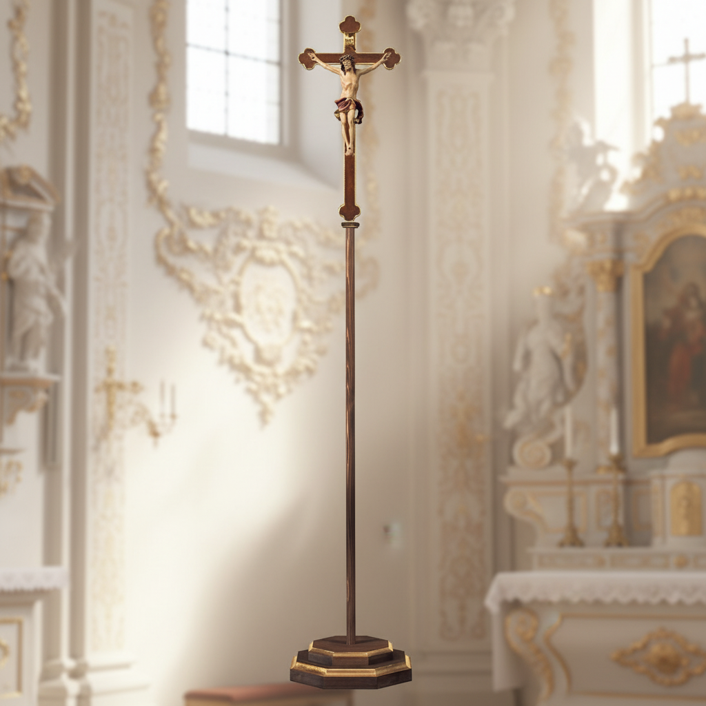 Enhanced Nazarean Baroque Processional Crucifix - Lighter Background