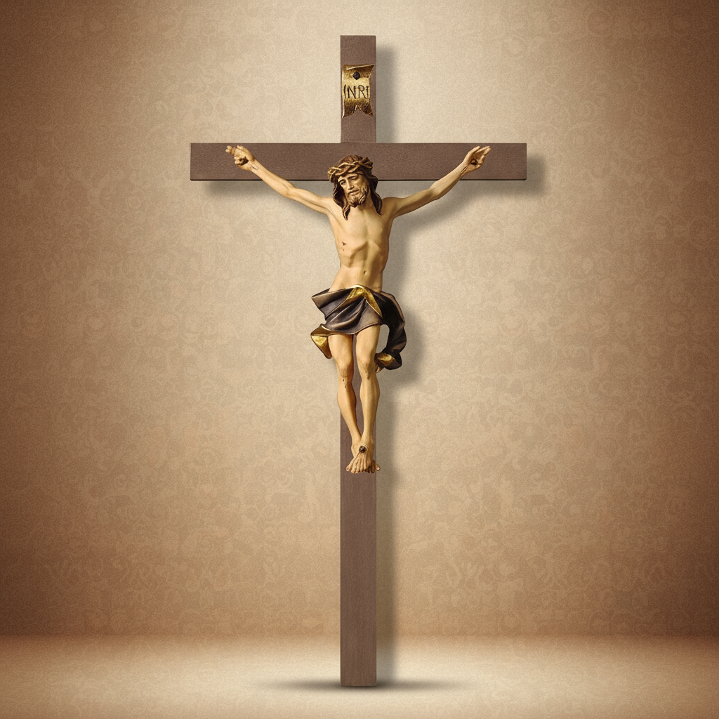Enhanced Nazarean Plain Wood Crucifix