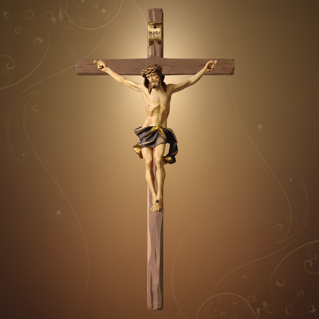 Enhanced Nazarean Straight Crucifix with stylized background