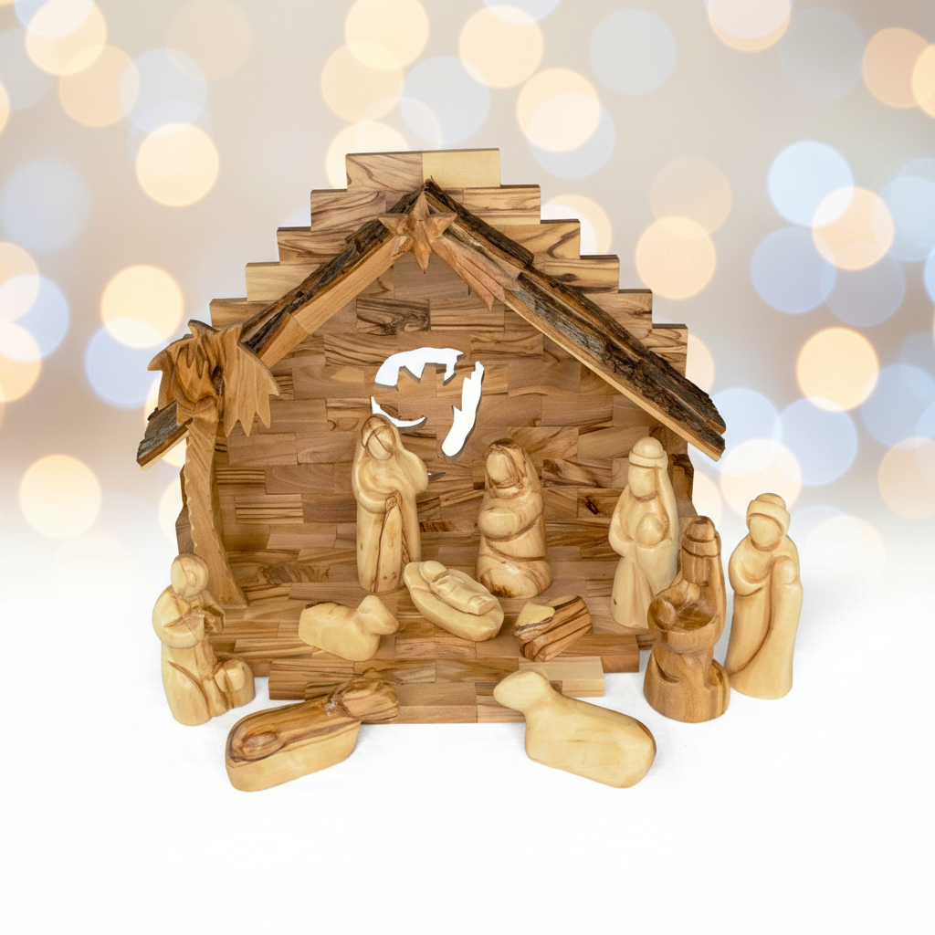 Enhanced Olive Wood Nativity