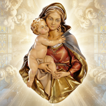 Enhanced Our Lady & Child Portrait Bust