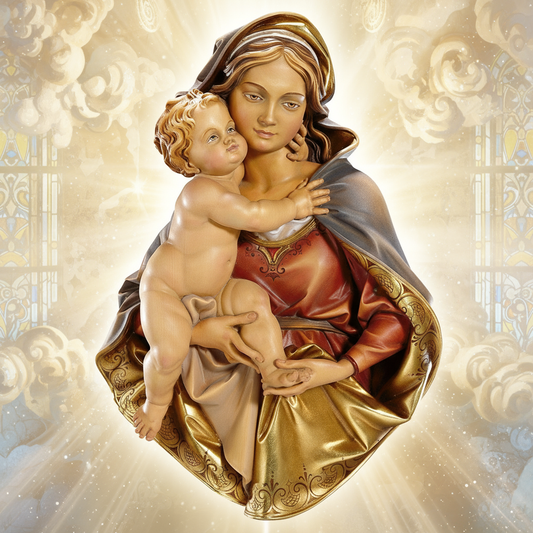 Enhanced Our Lady & Child Portrait Bust