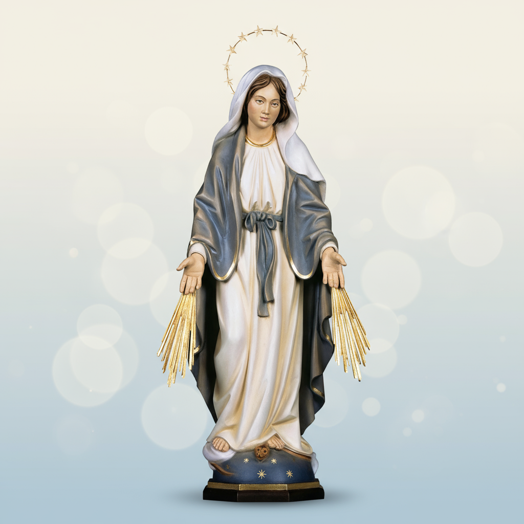 Enhanced Our Lady of Grace with Rays and Brass Halo