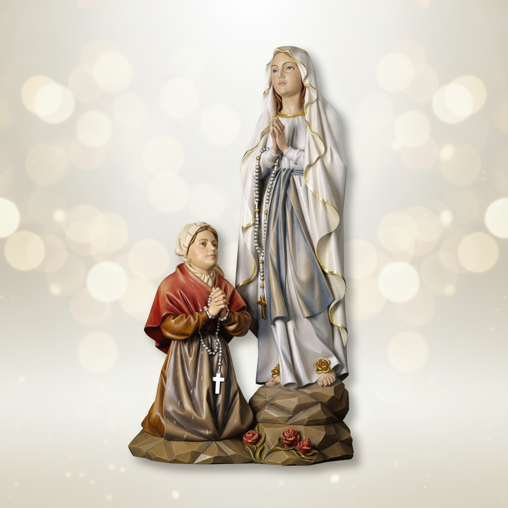 Enhanced Our Lady of Lourdes & Saint Bernadette Apparition