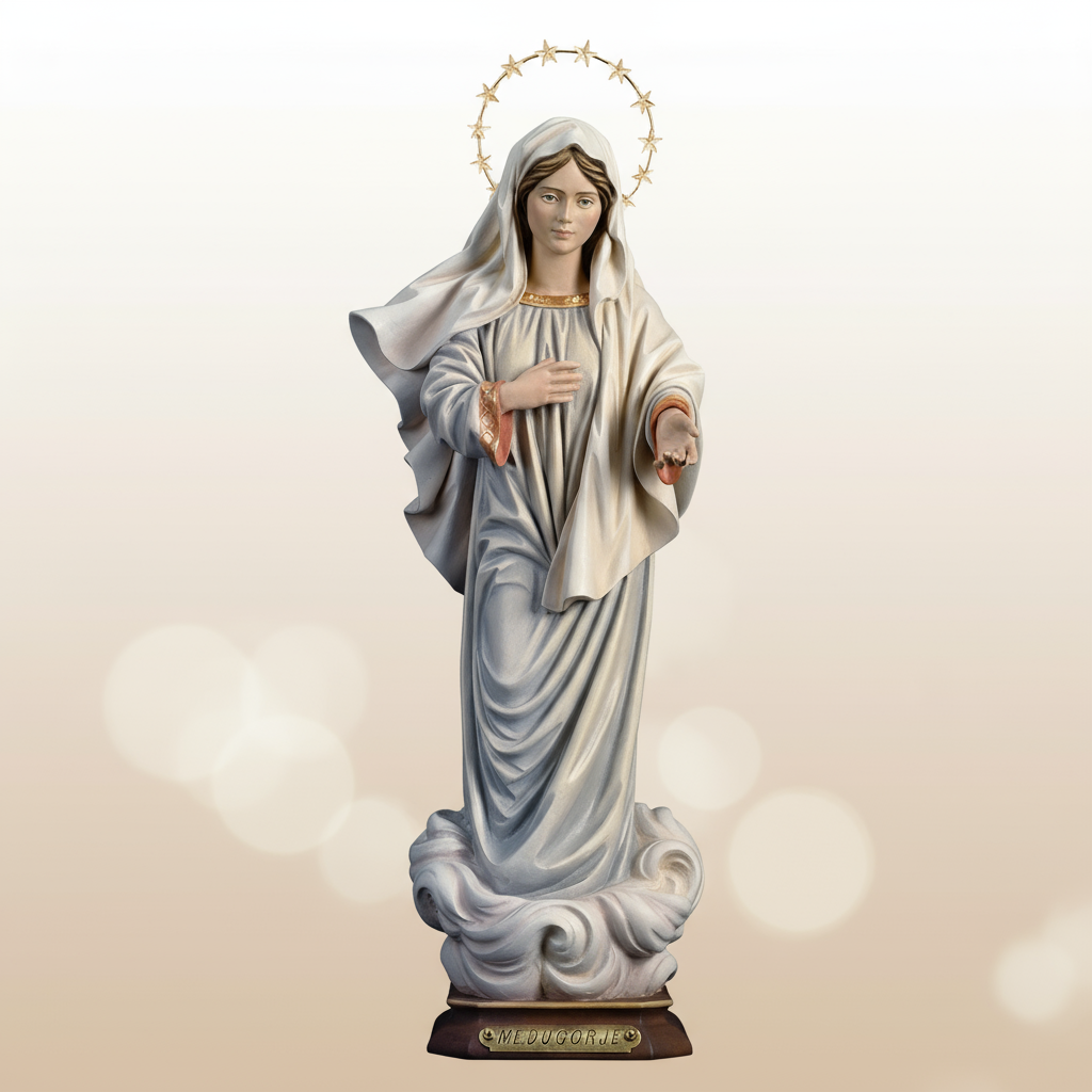 Enhanced Our Lady of Medjugorje with Brass Halo