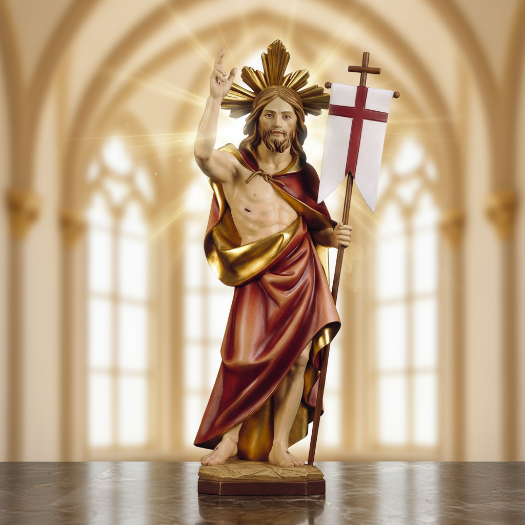 Enhanced Resurrection of Jesus with Halo Statue