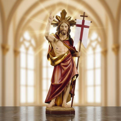 Enhanced Resurrection of Jesus with Halo Statue