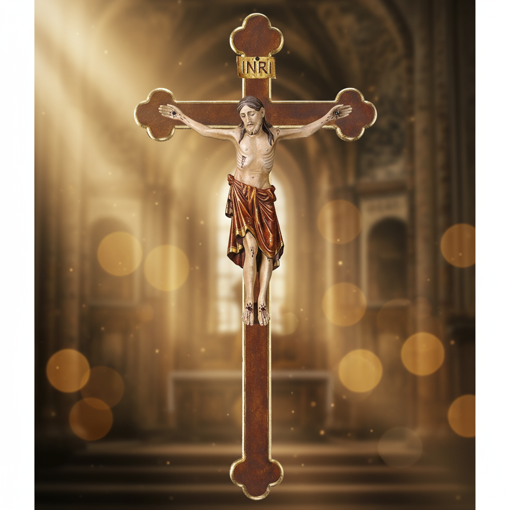 Enhanced Romanic Baroque Crucifix with Interesting Background